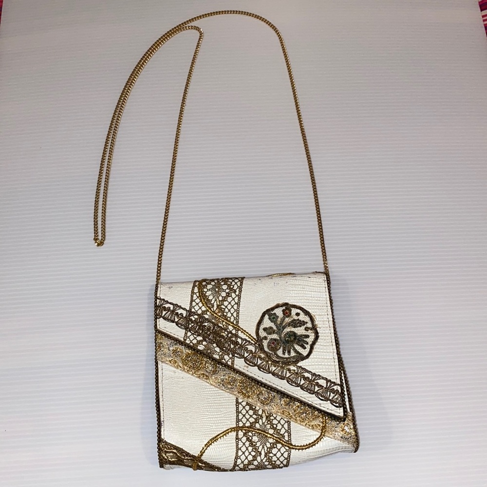Vintage Bevy Crossbody Leather Beaded Bag